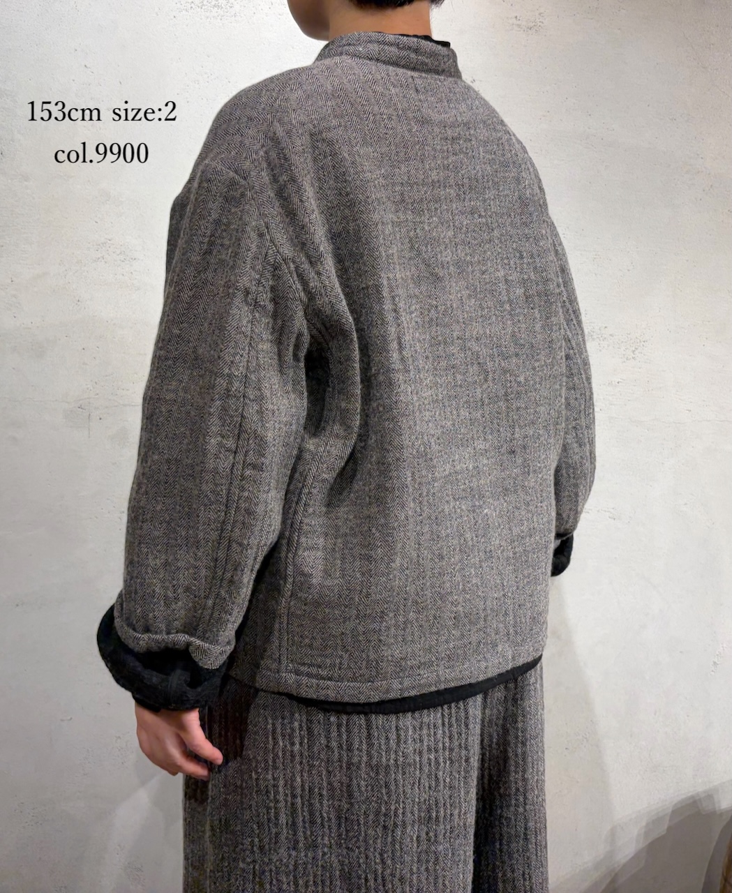 NMDS25611(ジャケット) WOOL COTTON HERRINGBONE STAND COLLAR FLY FRONT JACKET