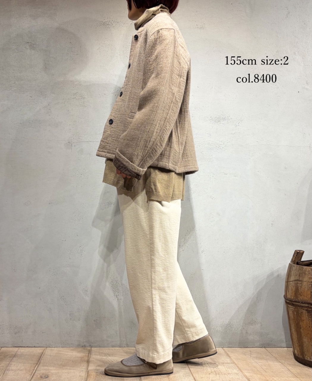 NMDS25611(ジャケット) WOOL COTTON HERRINGBONE STAND COLLAR FLY FRONT JACKET
