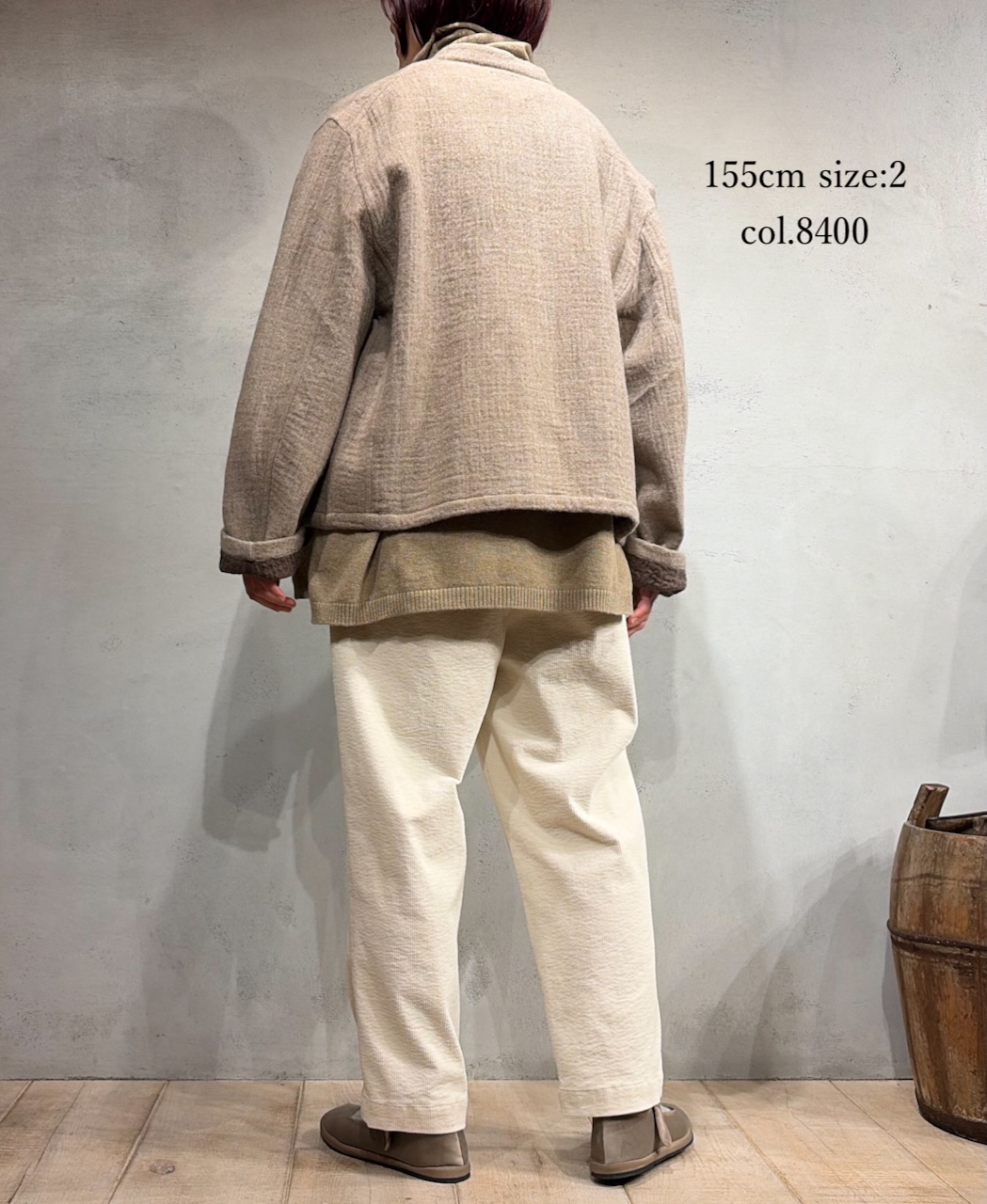 NMDS25611(ジャケット) WOOL COTTON HERRINGBONE STAND COLLAR FLY FRONT JACKET