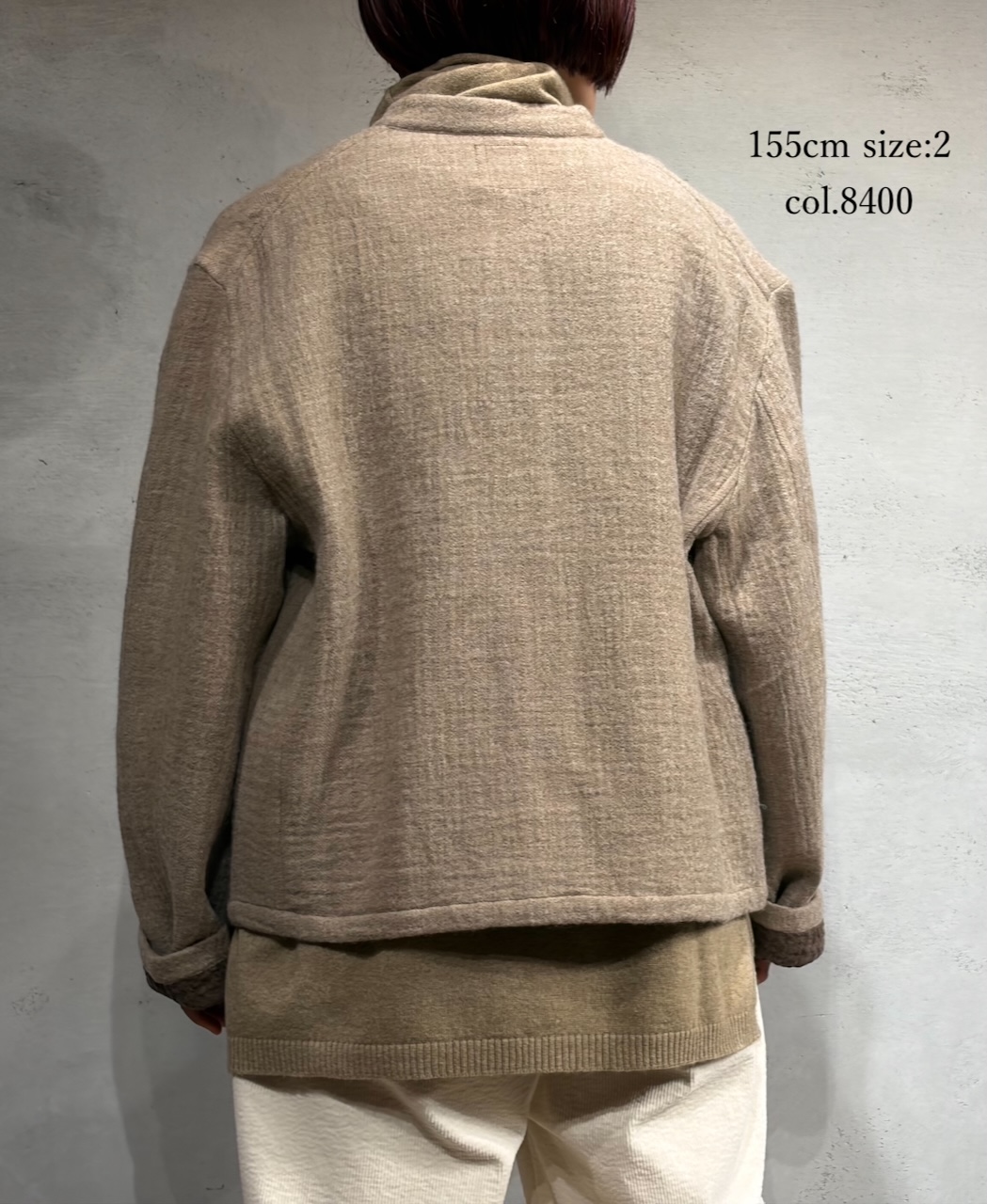 NMDS25611(ジャケット) WOOL COTTON HERRINGBONE STAND COLLAR FLY FRONT JACKET