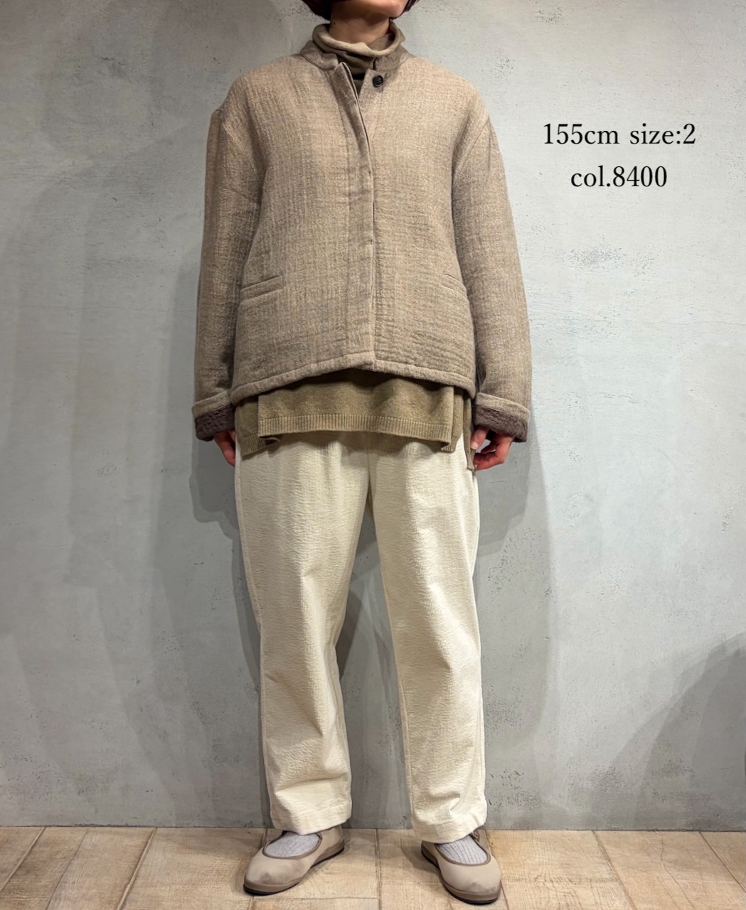 NMDS25611(ジャケット) WOOL COTTON HERRINGBONE STAND COLLAR FLY FRONT JACKET