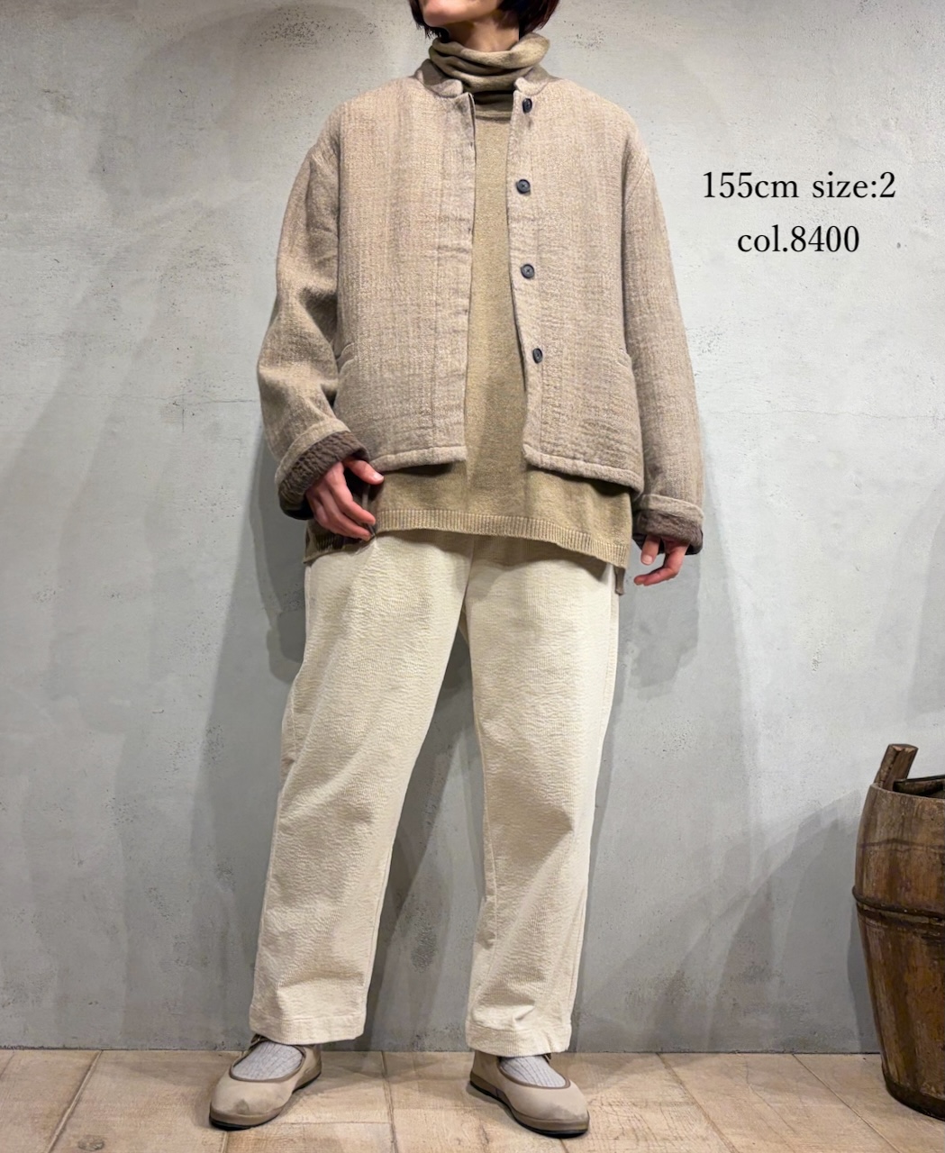 NMDS25611(ジャケット) WOOL COTTON HERRINGBONE STAND COLLAR FLY FRONT JACKET