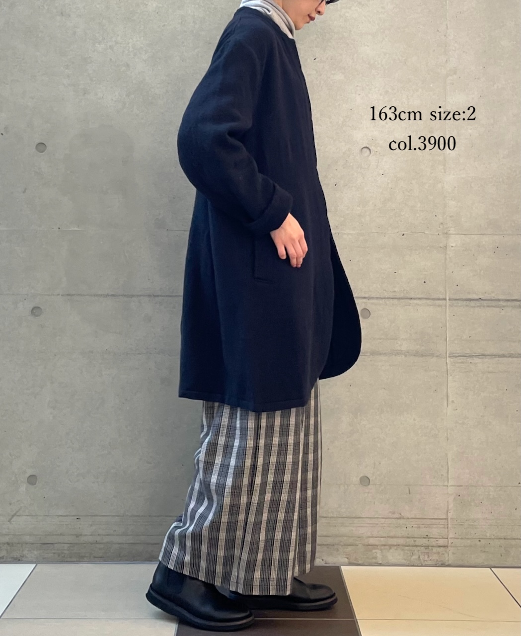 ⚫︎NMDS24552(コート) WOOL COTTON SMALL HERRINGBONE STAND COLLAR FLY FRONT COAT
