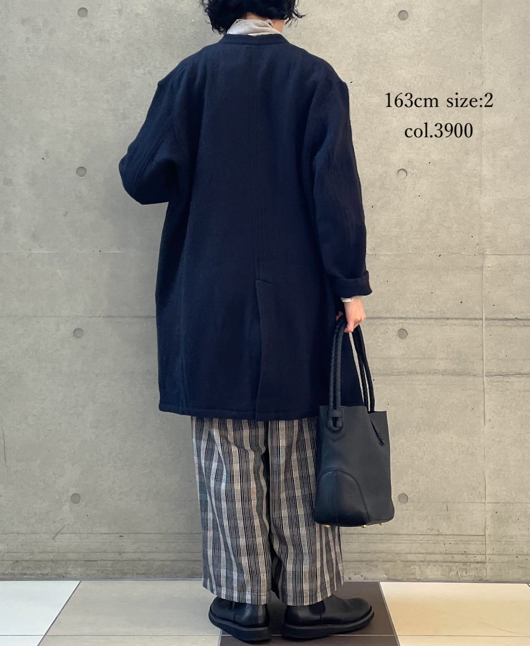 ⚫︎NMDS24552(コート) WOOL COTTON SMALL HERRINGBONE STAND COLLAR FLY FRONT COAT