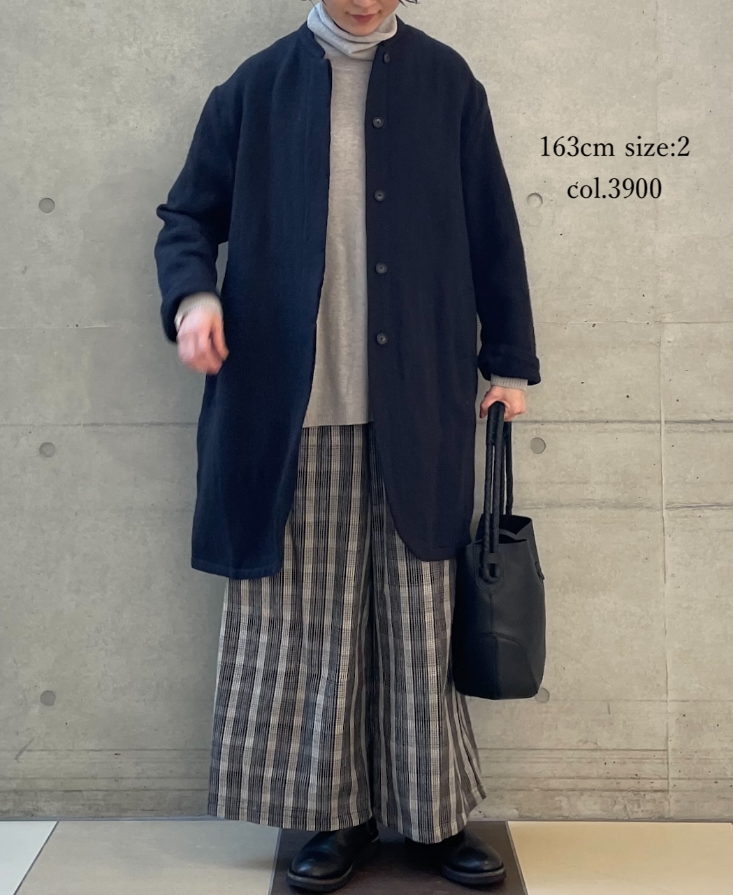 ⚫︎NMDS24552(コート) WOOL COTTON SMALL HERRINGBONE STAND COLLAR FLY FRONT COAT