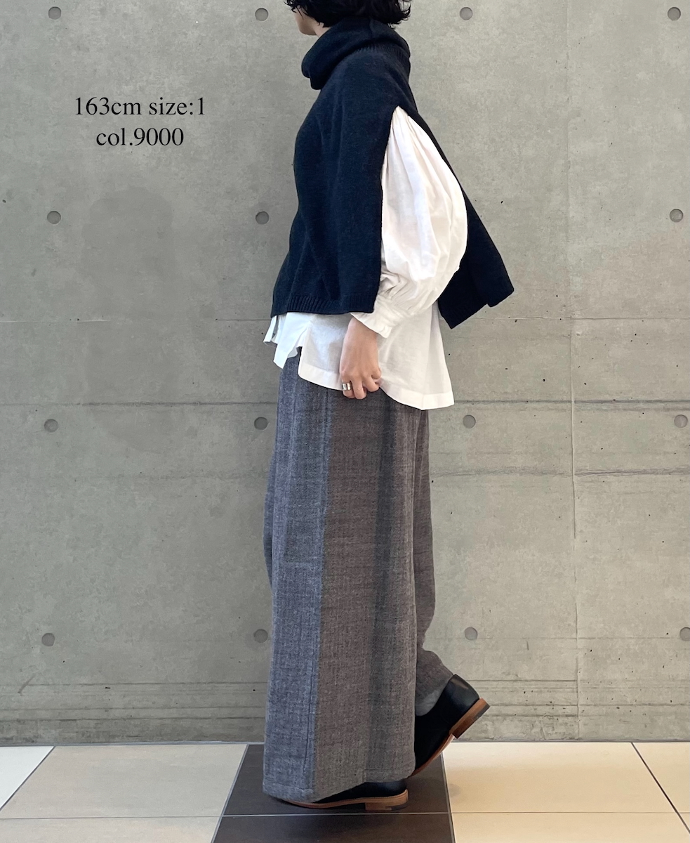 INMDS24702W(シャツ) TWILL COTTON KHADI PLAIN(WASH) FRILL COLLAR SHIRT WITH MINI PINTUCK