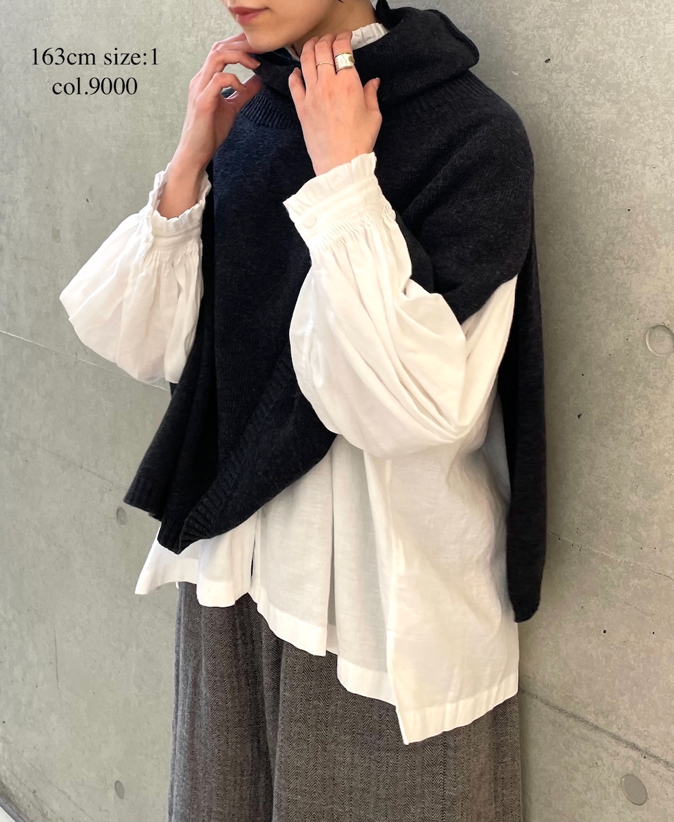 INMDS24702W(シャツ) TWILL COTTON KHADI PLAIN(WASH) FRILL COLLAR SHIRT WITH MINI PINTUCK