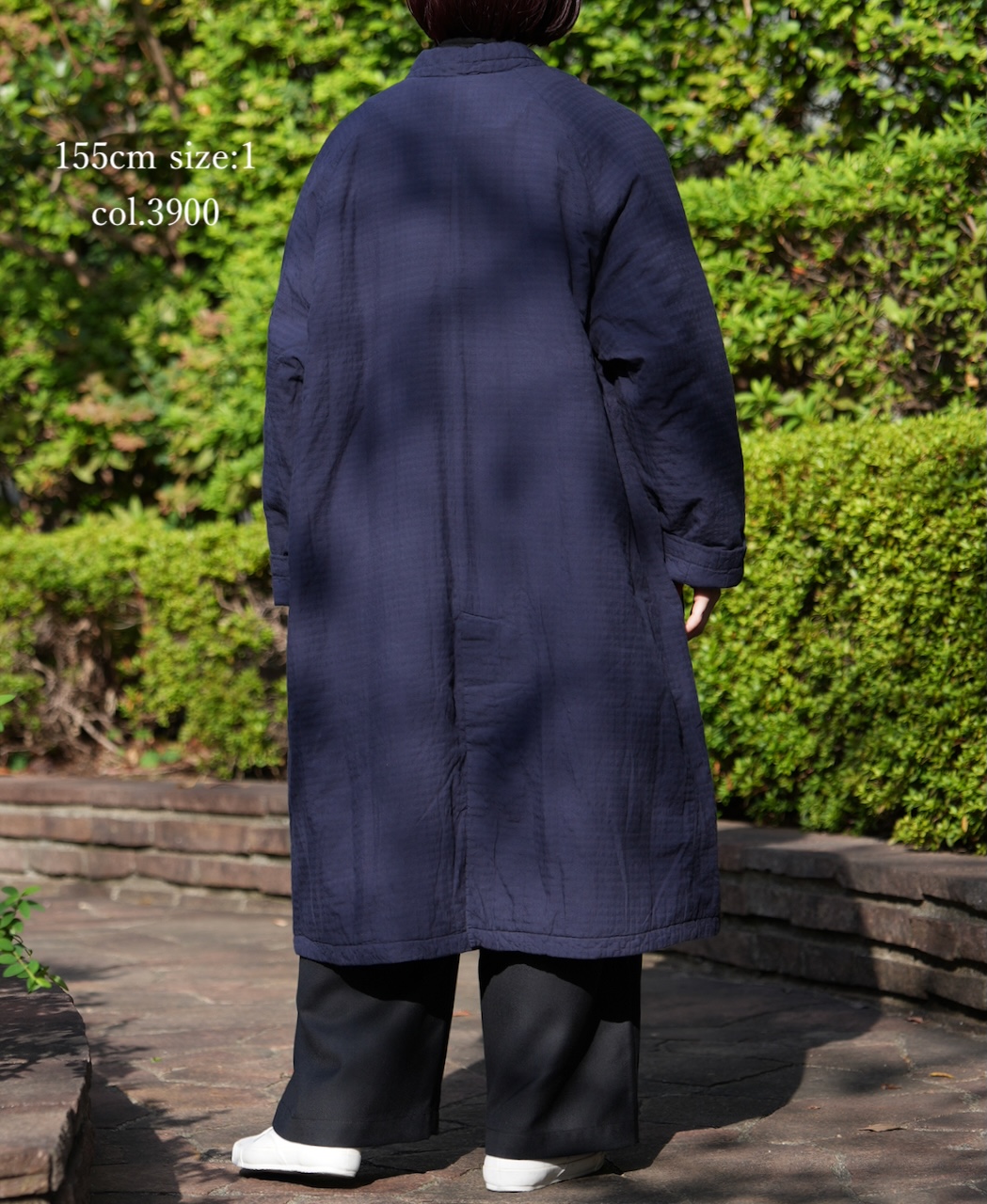 NMDS25561D(コート) PADDED ORGANIC COTTON CHECK (OVER DYE) V-COLLAR COAT