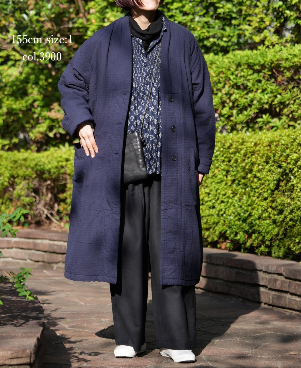 NMDS25561D(コート) PADDED ORGANIC COTTON CHECK (OVER DYE) V-COLLAR COAT