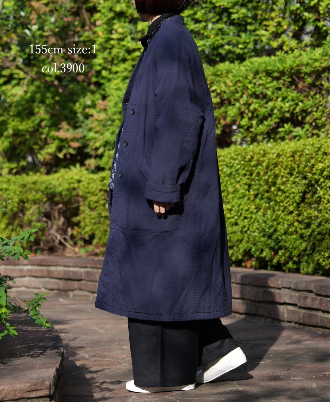 NMDS25561D(コート) PADDED ORGANIC COTTON CHECK (OVER DYE) V-COLLAR COAT