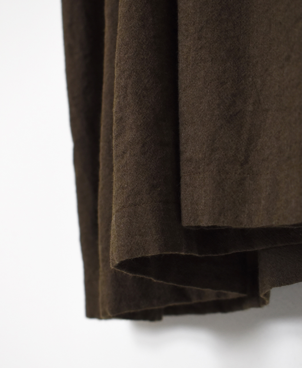 INMDS25754(ワンピース) WOOL/COTTON/SILK PLAIN FRILL COLLAR SHIRT DRESS WITH RAJASTHAN GATHER