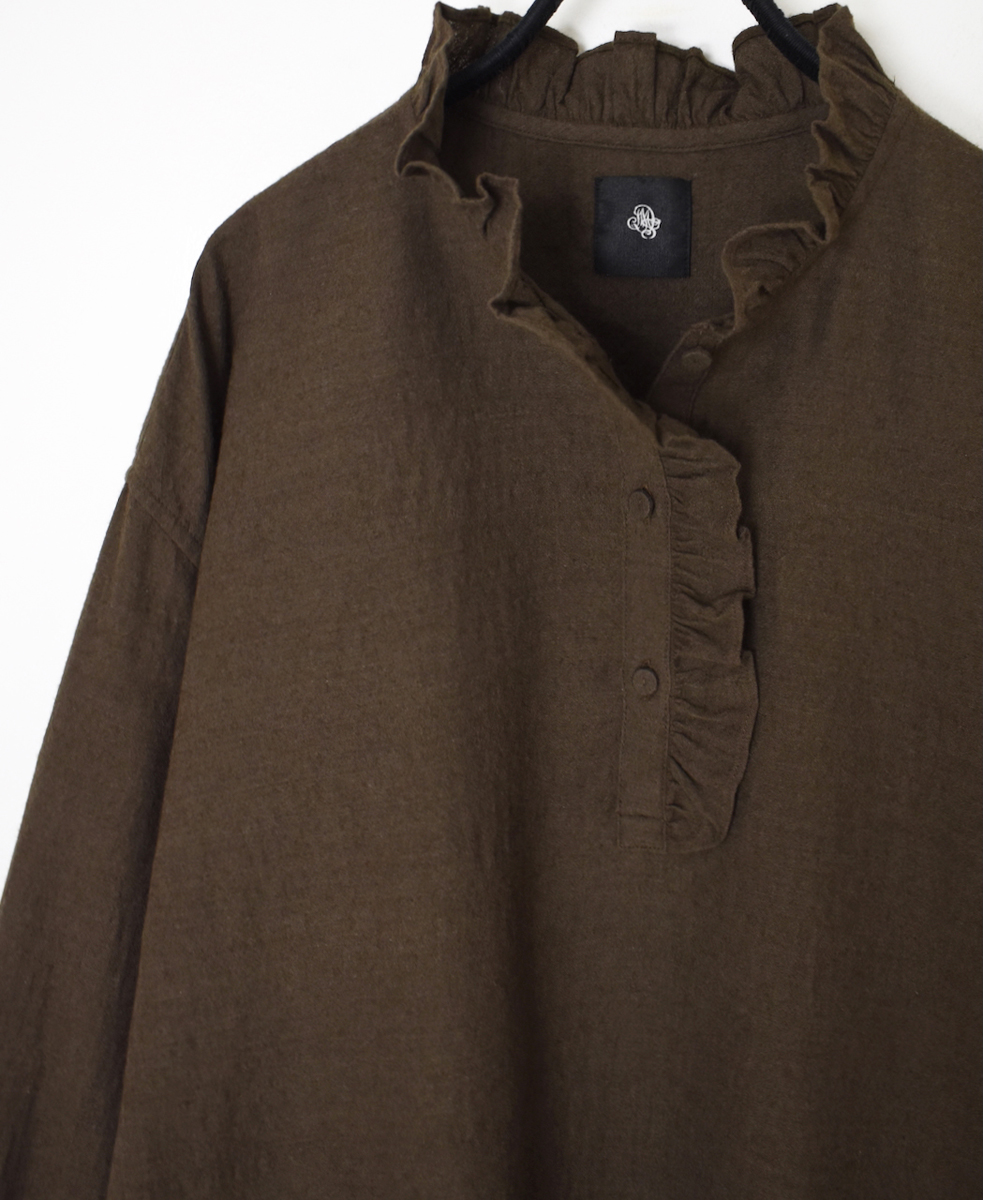 INMDS25752(シャツ) WOOL/COTTON/SILK PLAIN FRILL COLLAR PULLOVER SHIRT
