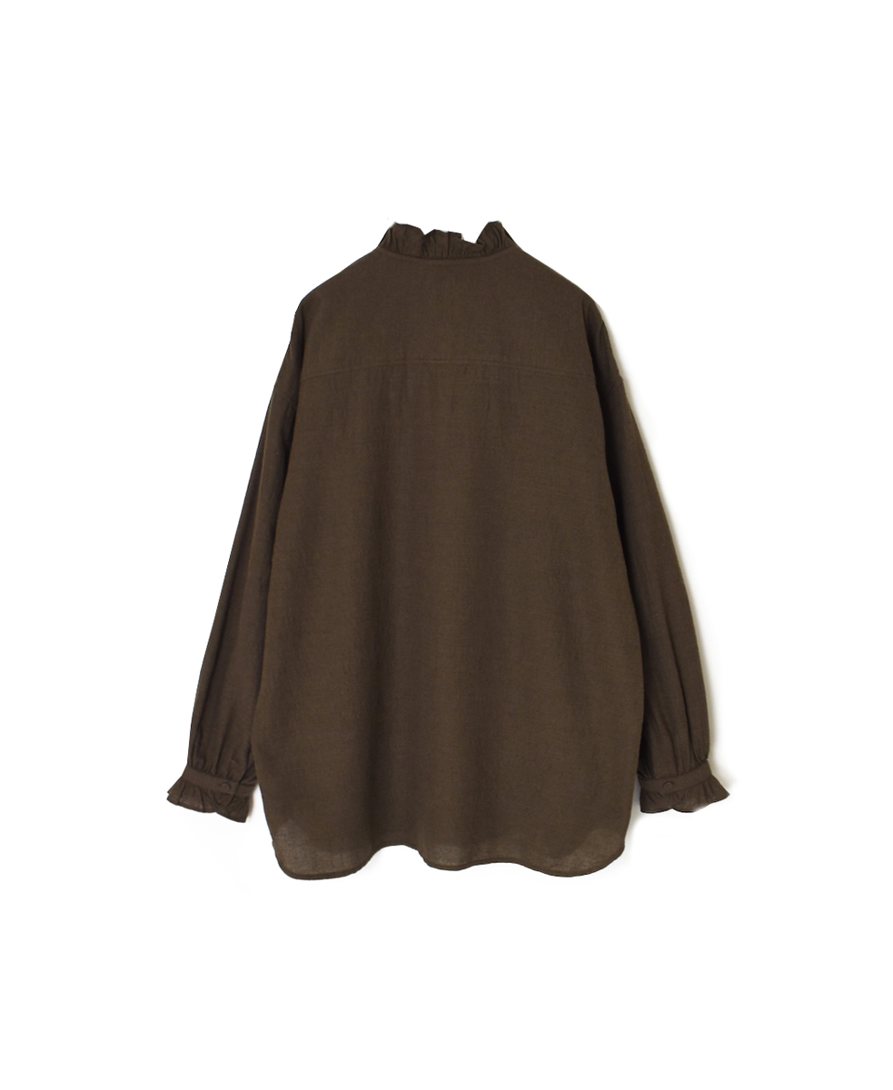 INMDS25752(シャツ) WOOL/COTTON/SILK PLAIN FRILL COLLAR PULLOVER SHIRT