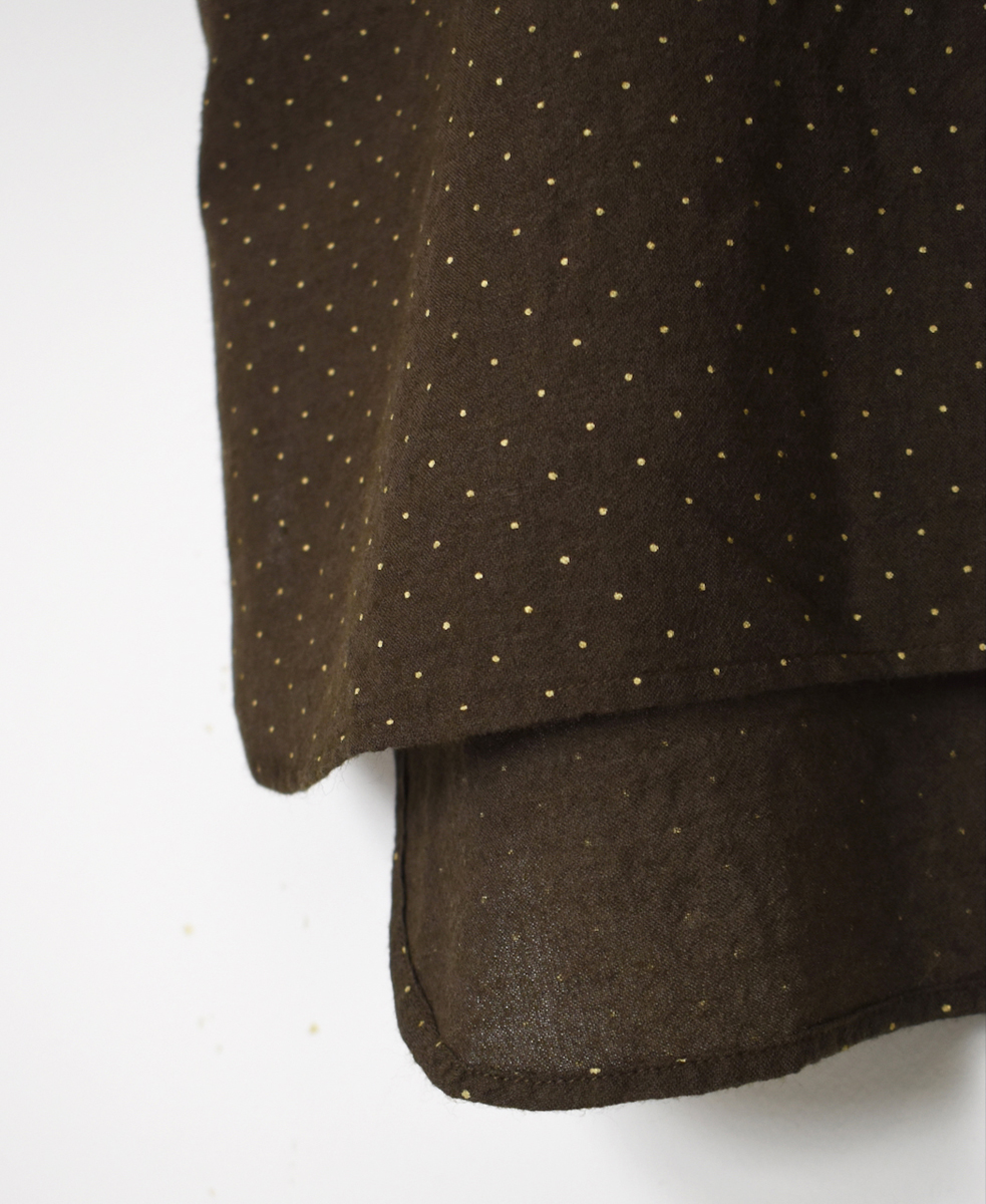 INMDS25763(シャツ) WOOL/COTTON/SILK PIN DOT PRINT FRILL COLLAR LONG SHIRT