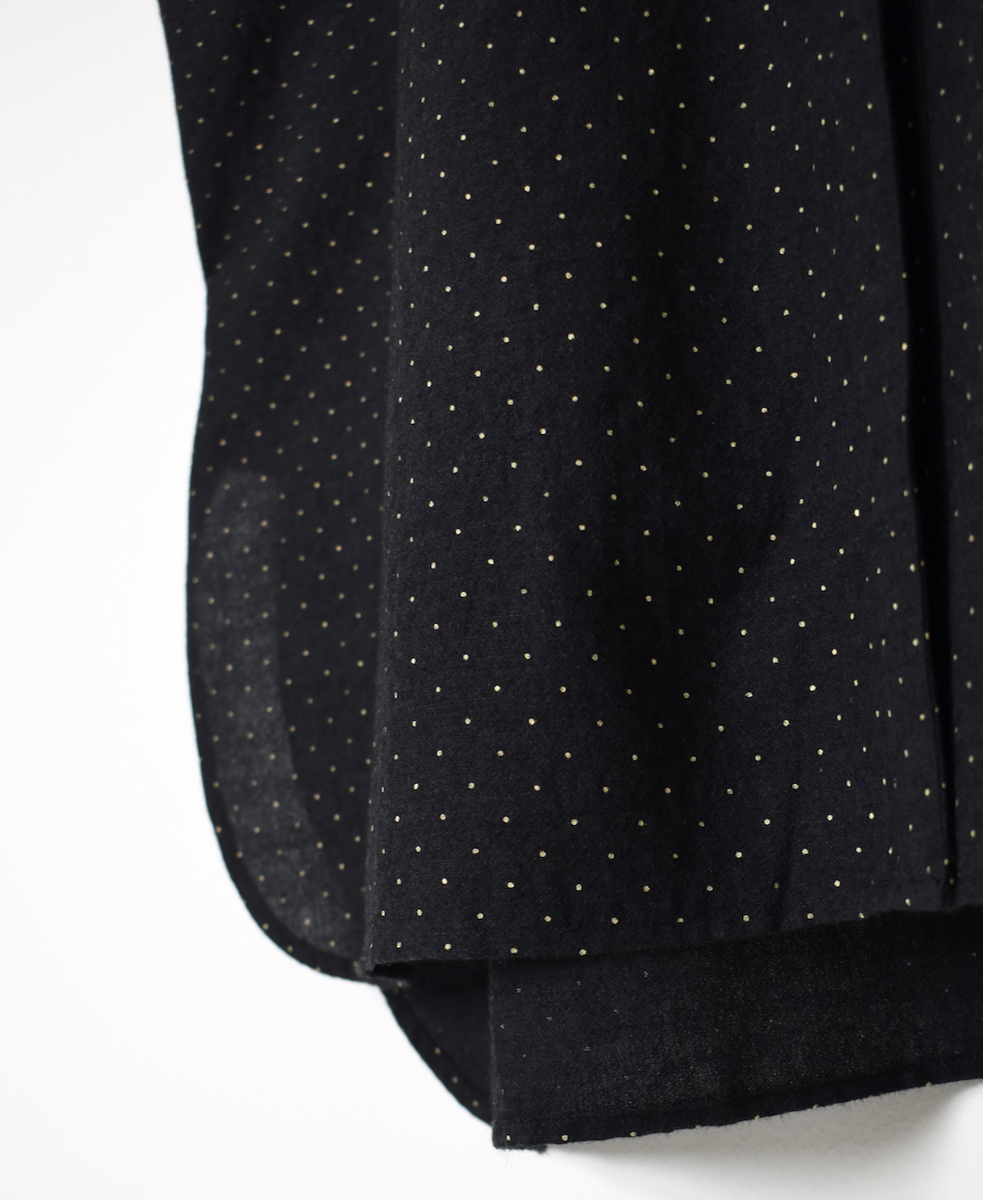 INMDS25763(シャツ) WOOL/COTTON/SILK PIN DOT PRINT FRILL COLLAR LONG SHIRT