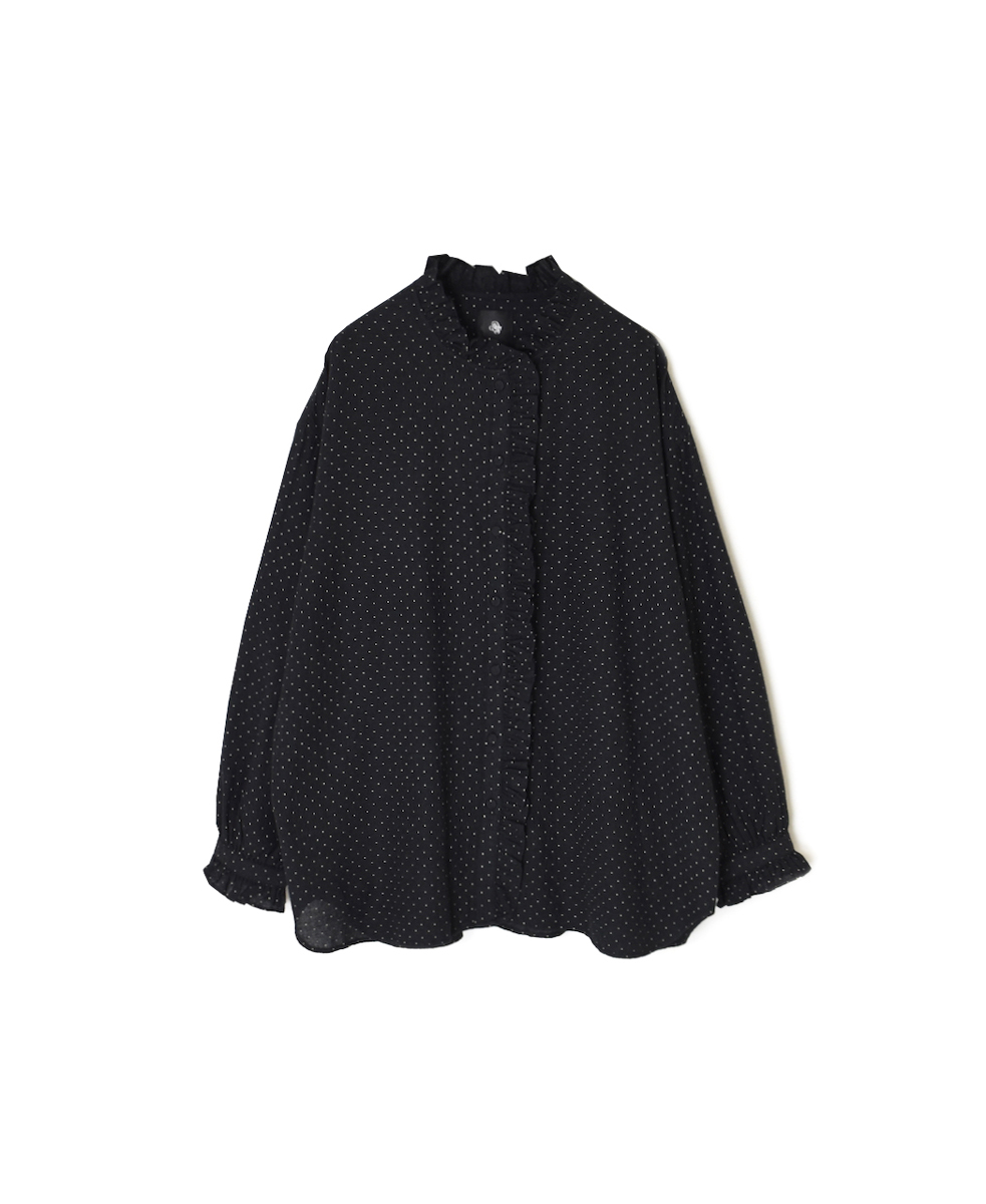 INMDS25761(シャツ) WOOL/COTTON/SILK PIN DOT PRINT FRILL COLLAR SHIRT