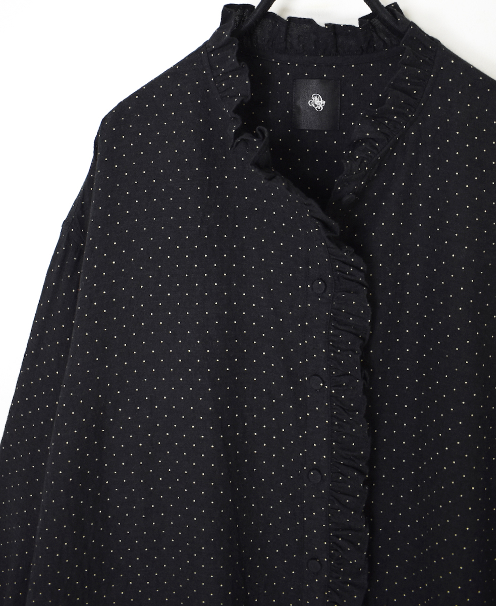 INMDS25761(シャツ) WOOL/COTTON/SILK PIN DOT PRINT FRILL COLLAR SHIRT