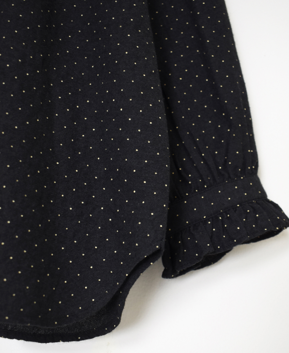 INMDS25761(シャツ) WOOL/COTTON/SILK PIN DOT PRINT FRILL COLLAR SHIRT