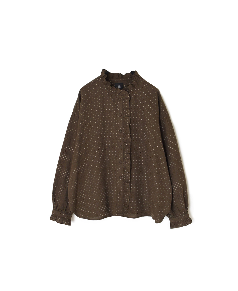 INMDS25761(シャツ) WOOL/COTTON/SILK PIN DOT PRINT FRILL COLLAR SHIRT