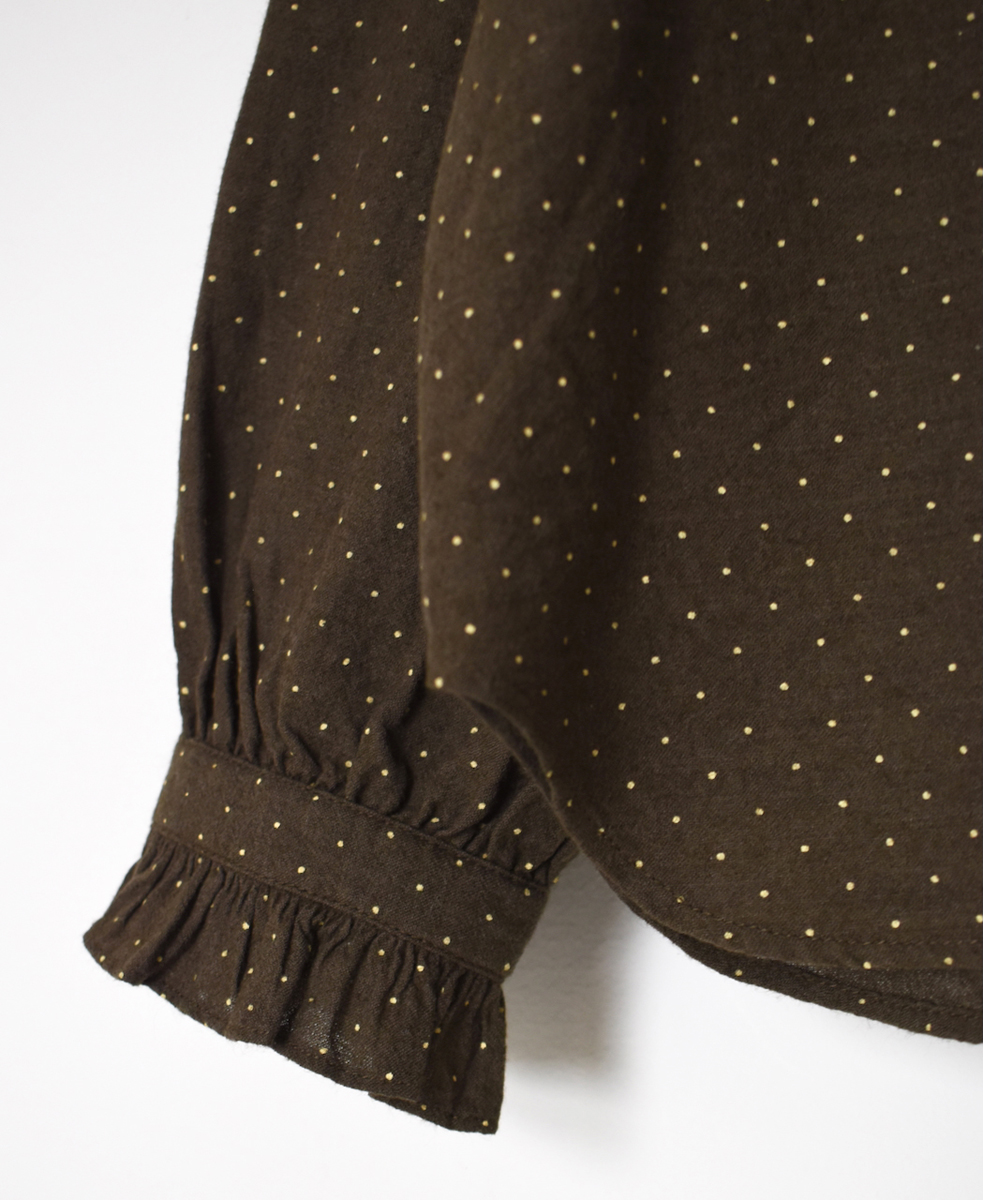 INMDS25761(シャツ) WOOL/COTTON/SILK PIN DOT PRINT FRILL COLLAR SHIRT