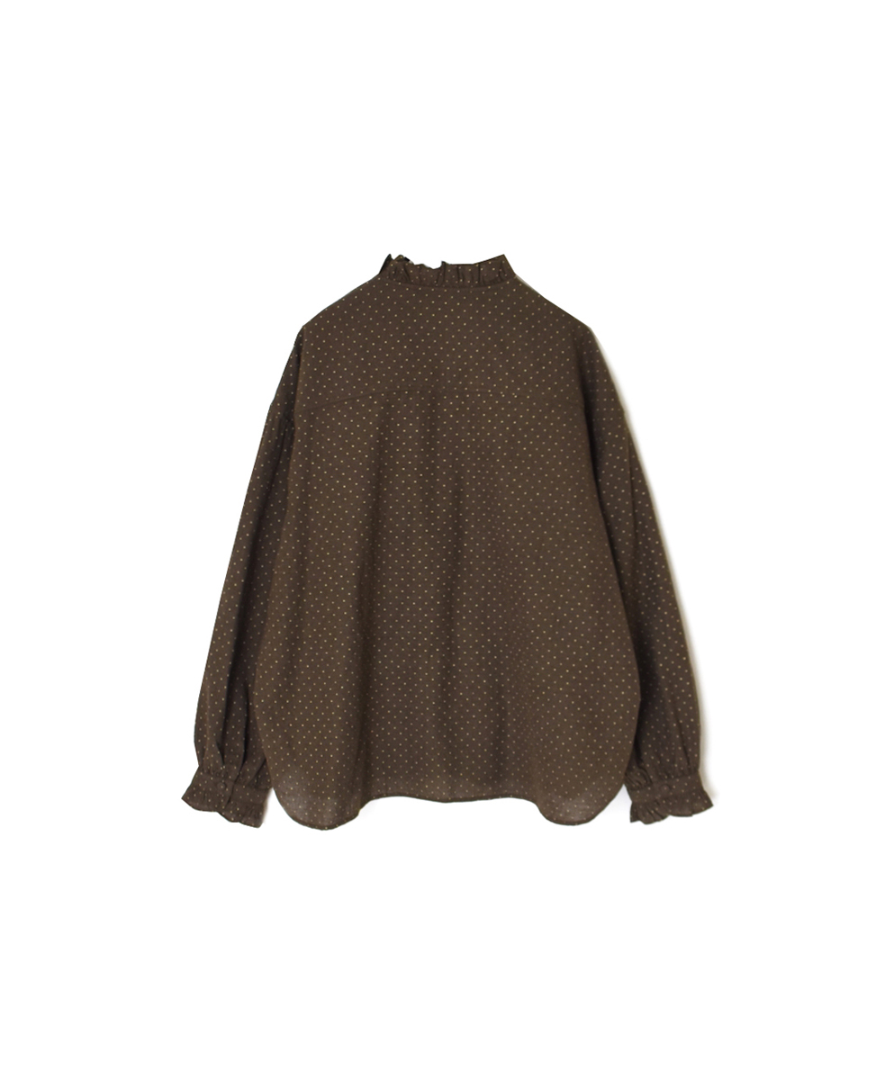 INMDS25761(シャツ) WOOL/COTTON/SILK PIN DOT PRINT FRILL COLLAR SHIRT