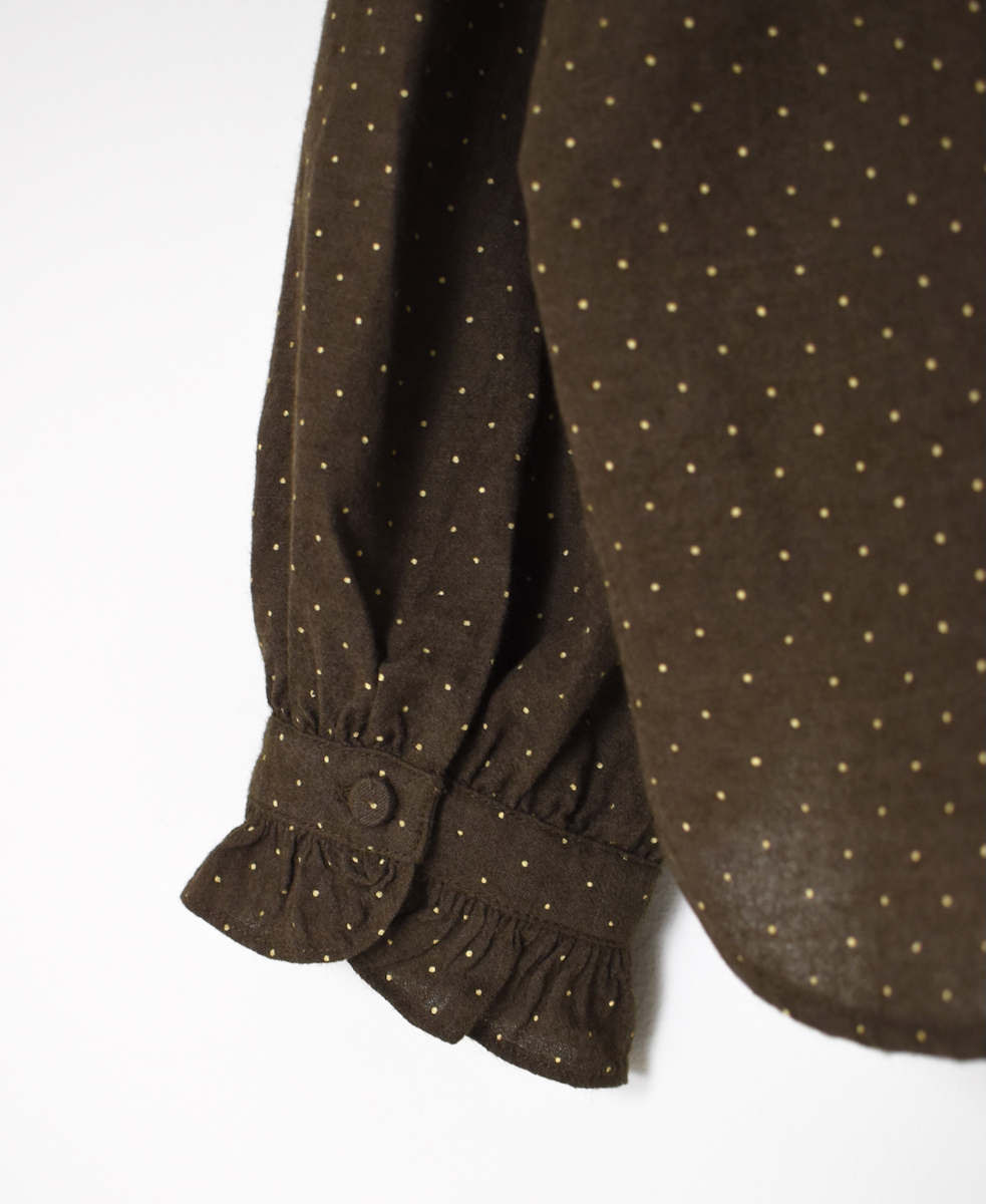 INMDS25761(シャツ) WOOL/COTTON/SILK PIN DOT PRINT FRILL COLLAR SHIRT
