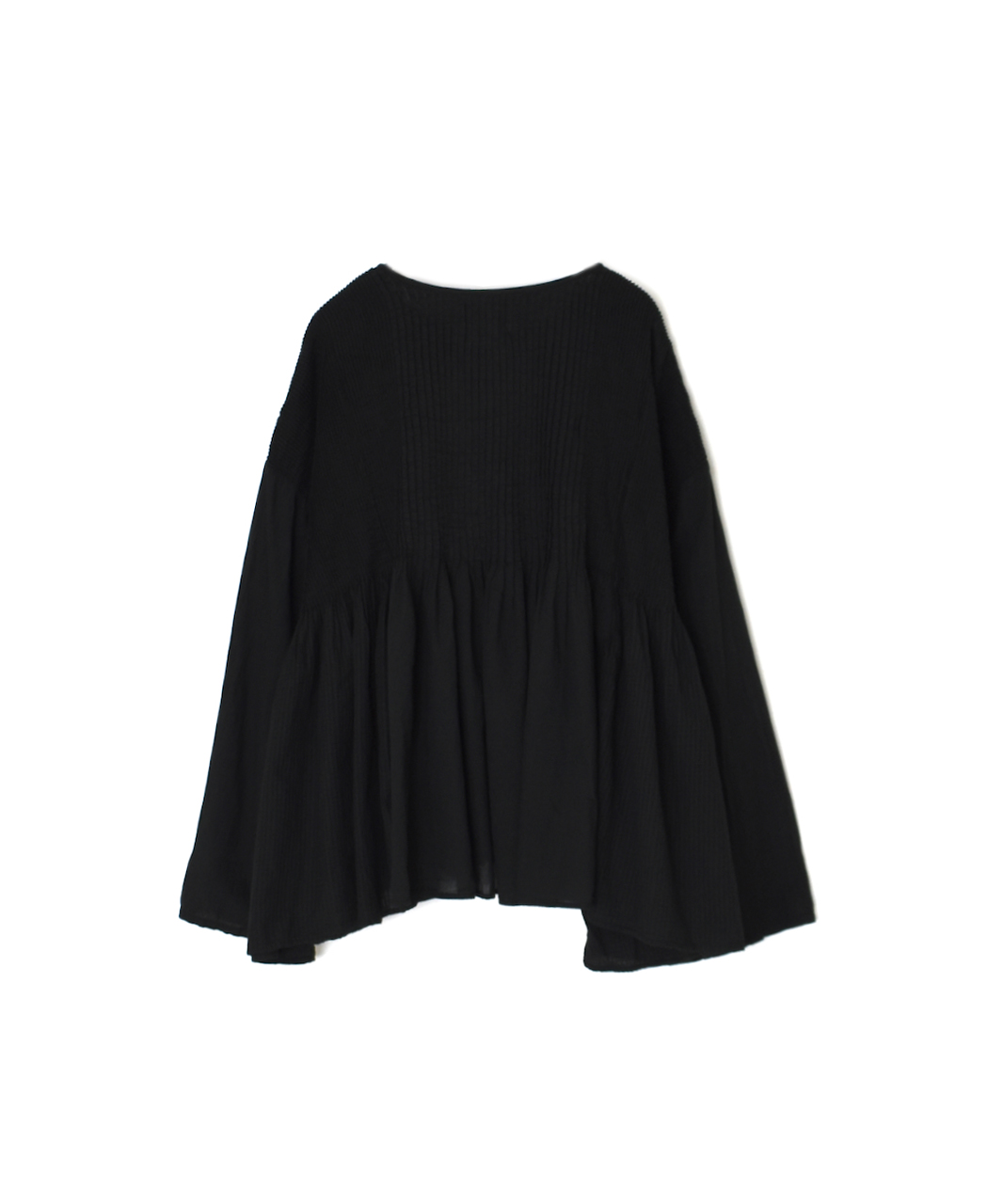 ●NMDS25513D(シャツ) 80s ORGANIC COTTON SMALL CHECK&VOILE PLAIN(OVER DYE) CREW NECK BUTTON SHIRT WITH PINTUCK