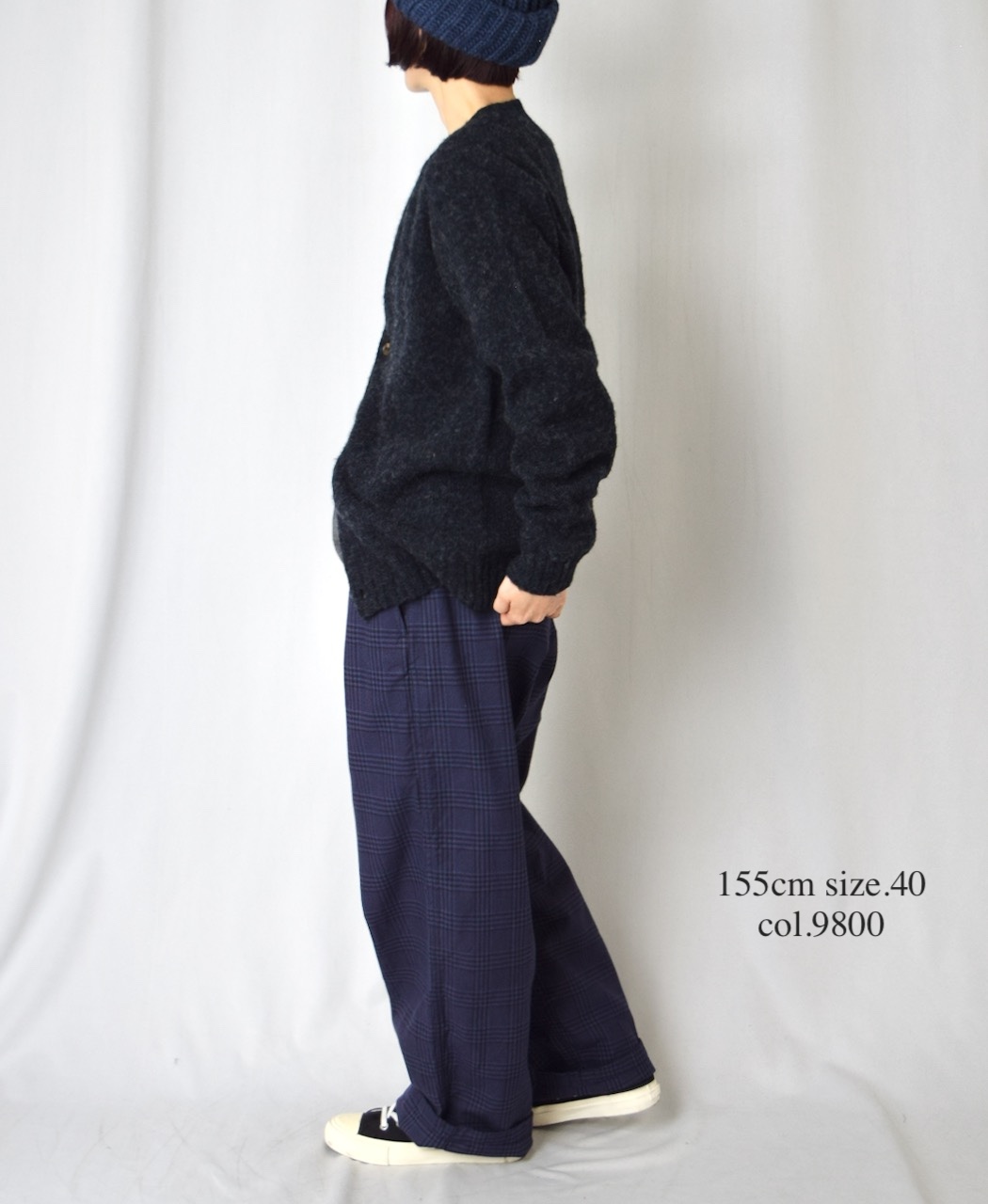 NJT2351 (ニット) SHETLAND WOOL PLAIN HEAVY BRUSH SEAM FREE CREW NECK SADDLE SHOULDER CARDIGAN