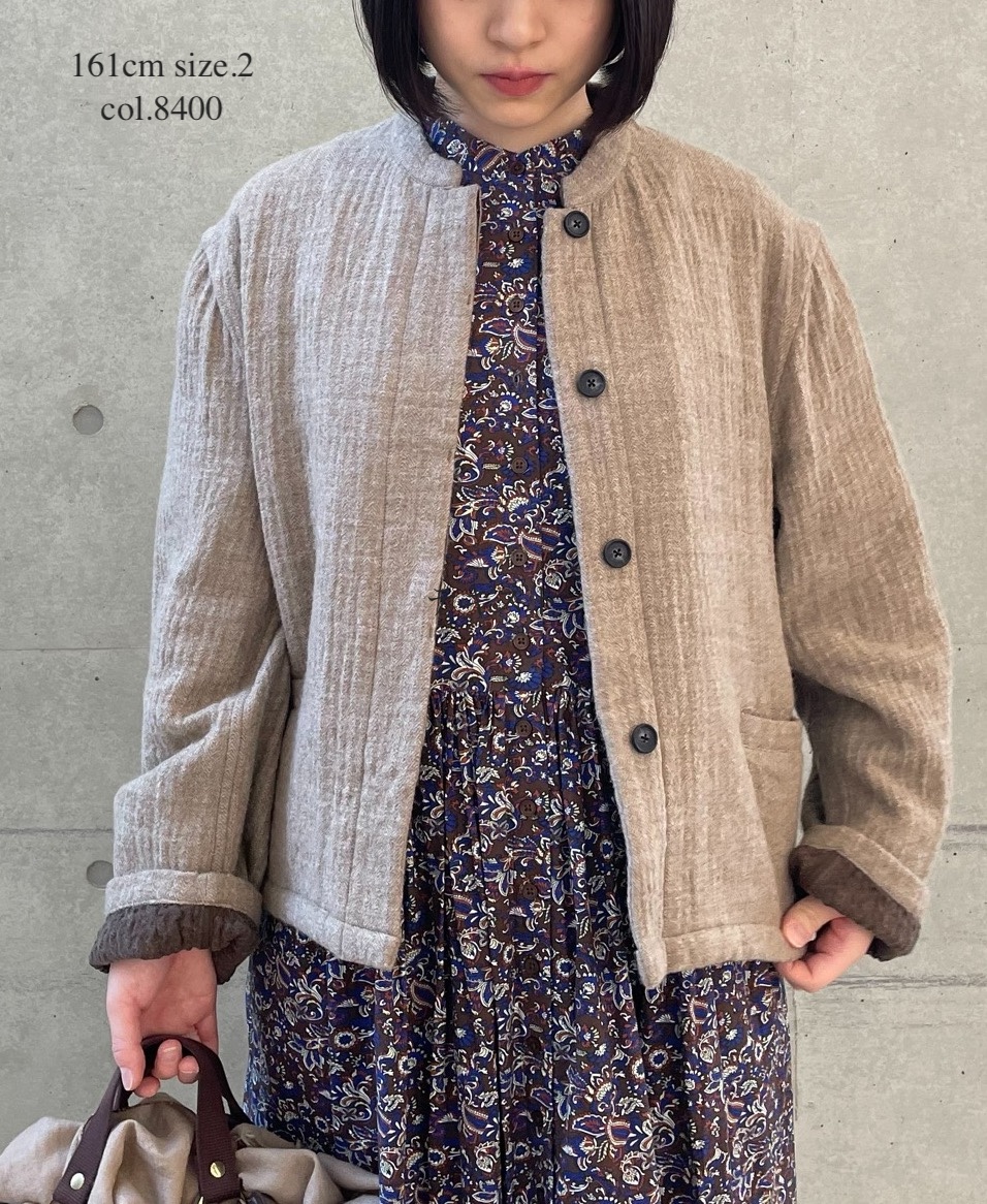 NMDS25611(ジャケット) WOOL COTTON HERRINGBONE STAND COLLAR FLY FRONT JACKET