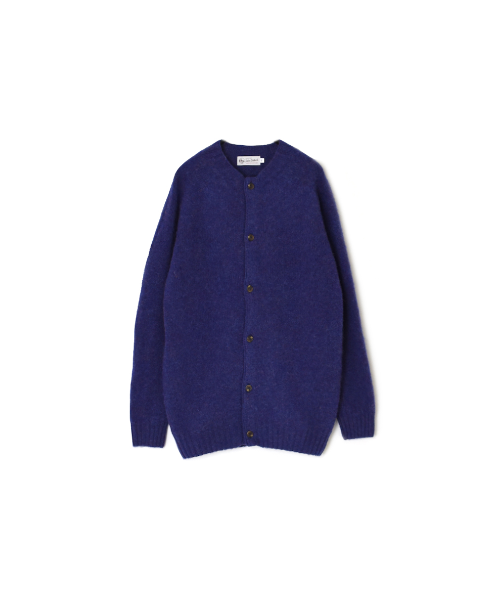 NJT2351 (ニット) SHETLAND WOOL PLAIN HEAVY BRUSH SEAM FREE CREW NECK SADDLE SHOULDER CARDIGAN