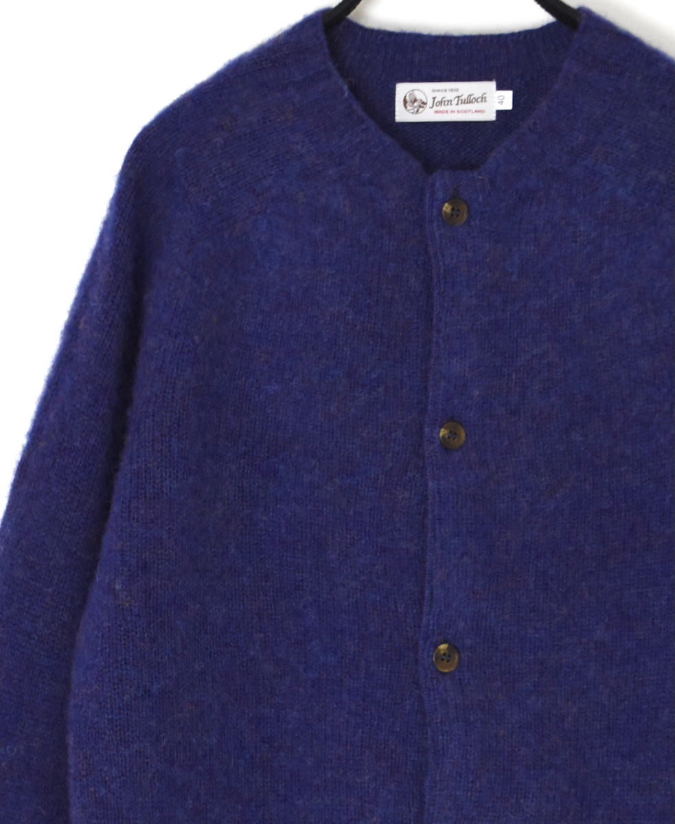 NJT2351 (ニット) SHETLAND WOOL PLAIN HEAVY BRUSH SEAM FREE CREW NECK SADDLE SHOULDER CARDIGAN