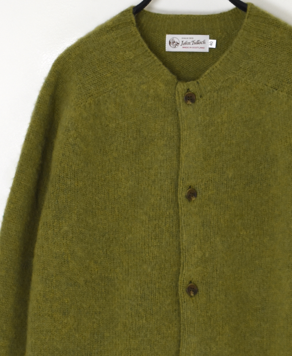 NJT2351 (ニット) SHETLAND WOOL PLAIN HEAVY BRUSH SEAM FREE CREW NECK SADDLE SHOULDER CARDIGAN