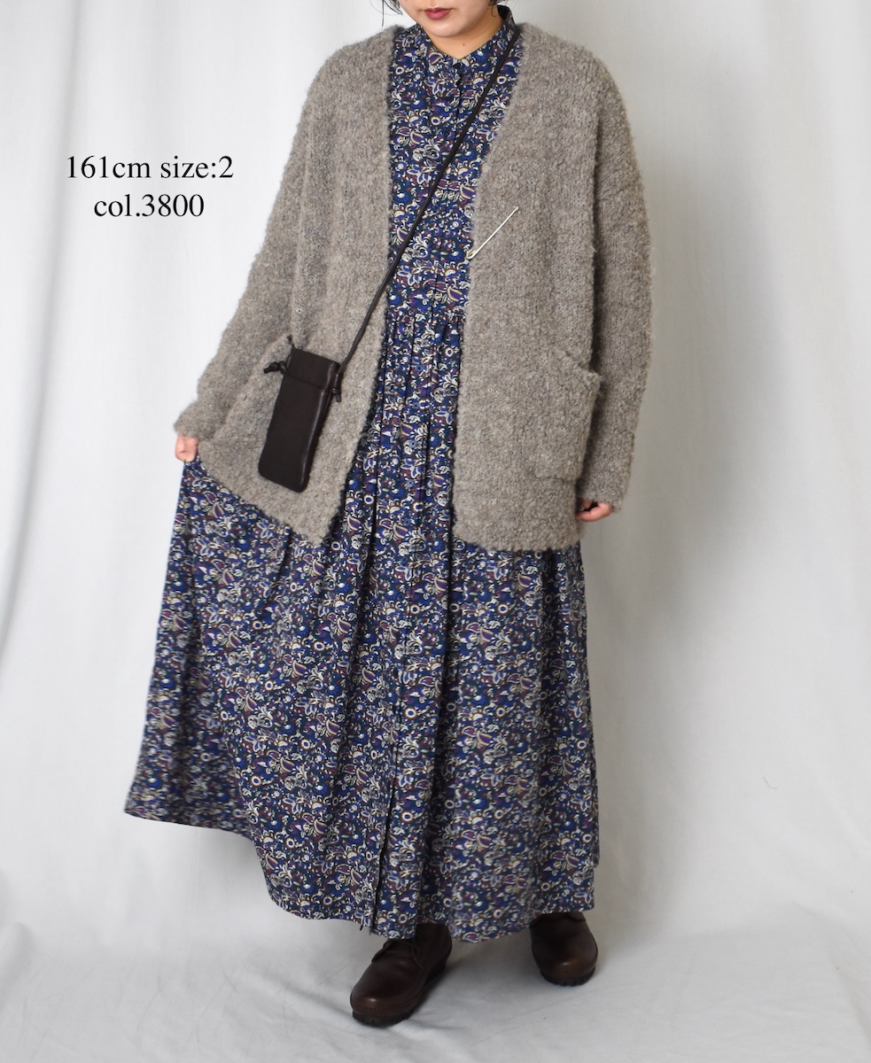 NSL25552(ワンピース) 40s POPLIN MEDIUM FLOWER PRINT BANDED COLLAR DRESS
