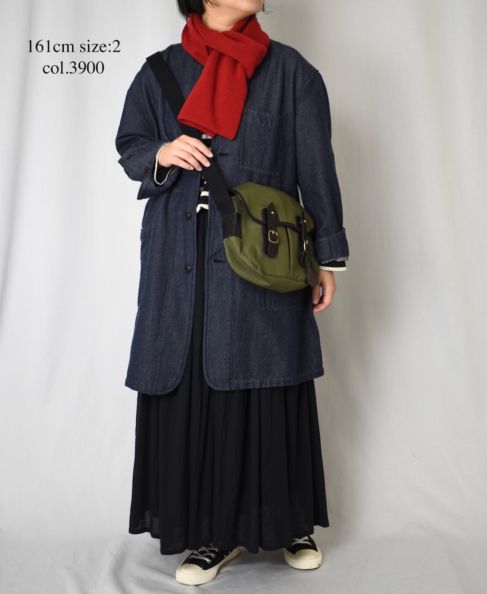 ISNAM2572(ジャケット) WOOL COTTON TWILL BANDED COLLAR LONG JACKET