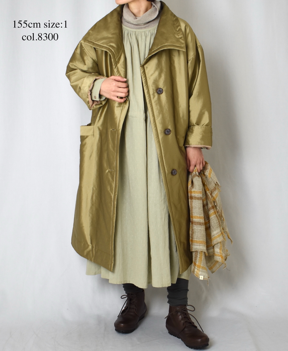 NSL25522(コート)PADDED POLYESTER PLAIN HIGH COLLAR COAT