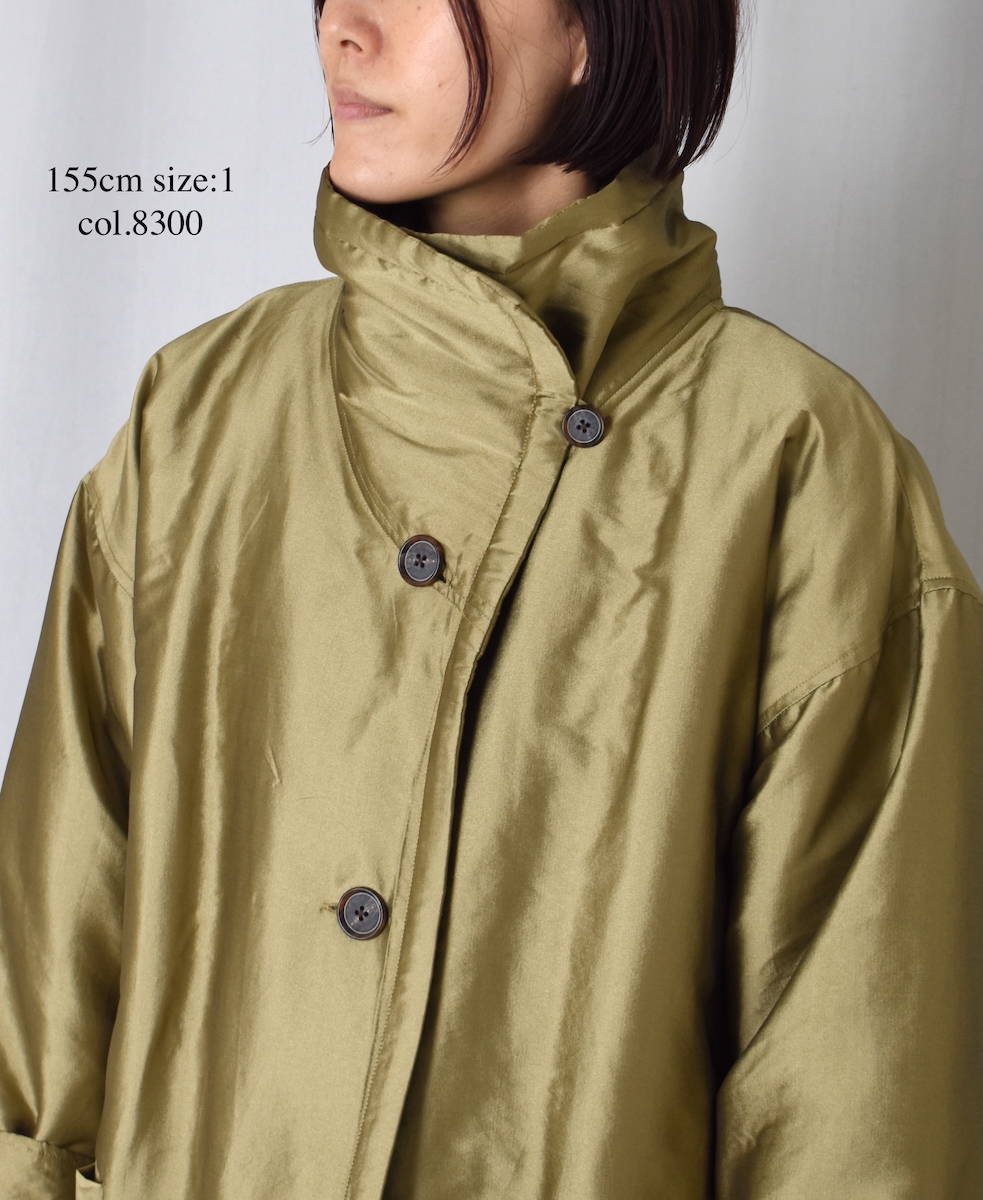 NSL25522(コート)PADDED POLYESTER PLAIN HIGH COLLAR COAT