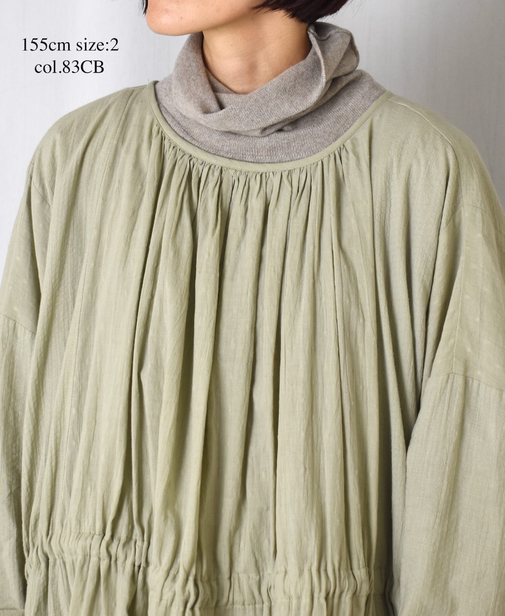 NSL25613(ワンピース) COTTON DOBIE DOT PATCHWORK 2WAY GATHERED SMOCK DRESS