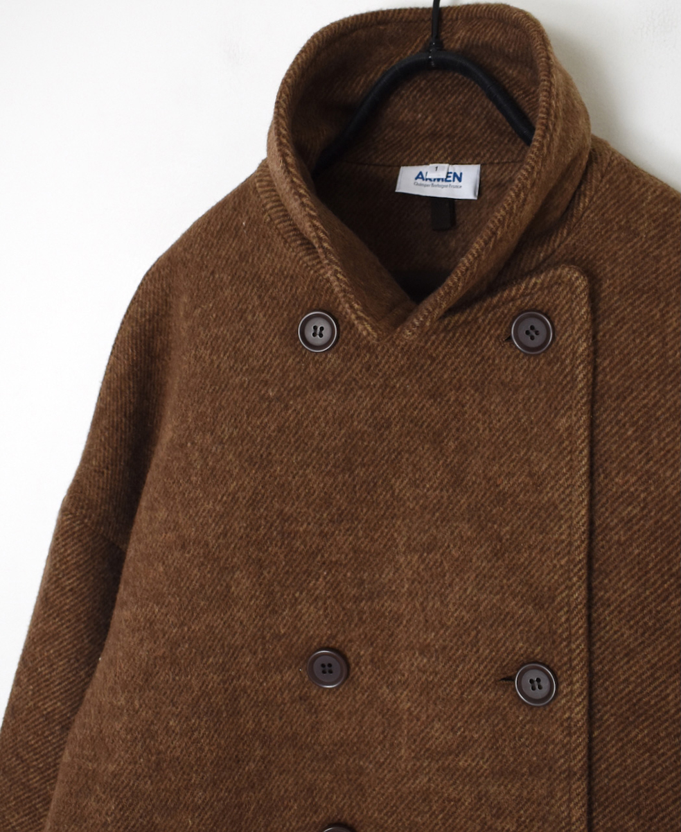 PNAM2352P (コート) WOOL PLAIN OVERSIZED PEA COAT WITH LINING