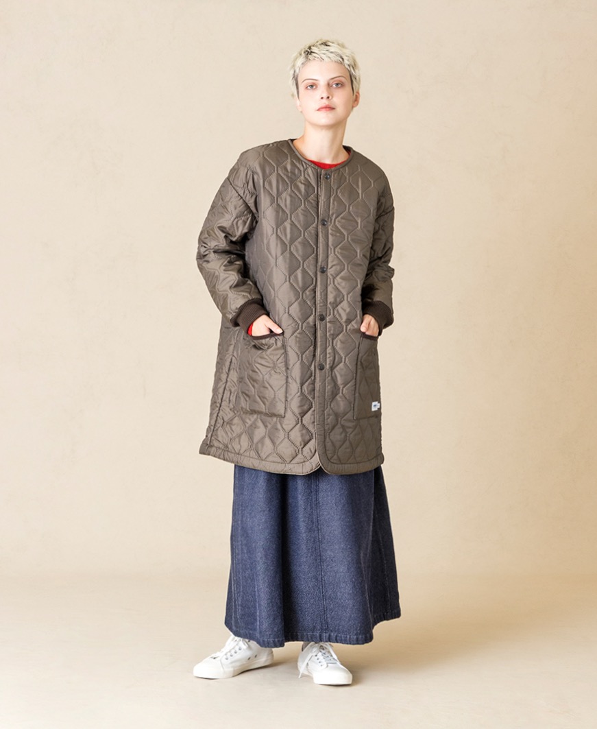 NAM2563PP(ジャケット) PLAIN POLYESTERxPLAIN POLYESTER HEAT QUILT OVERSIZED NO COLLAR COAT WITH RIBBED CUFF