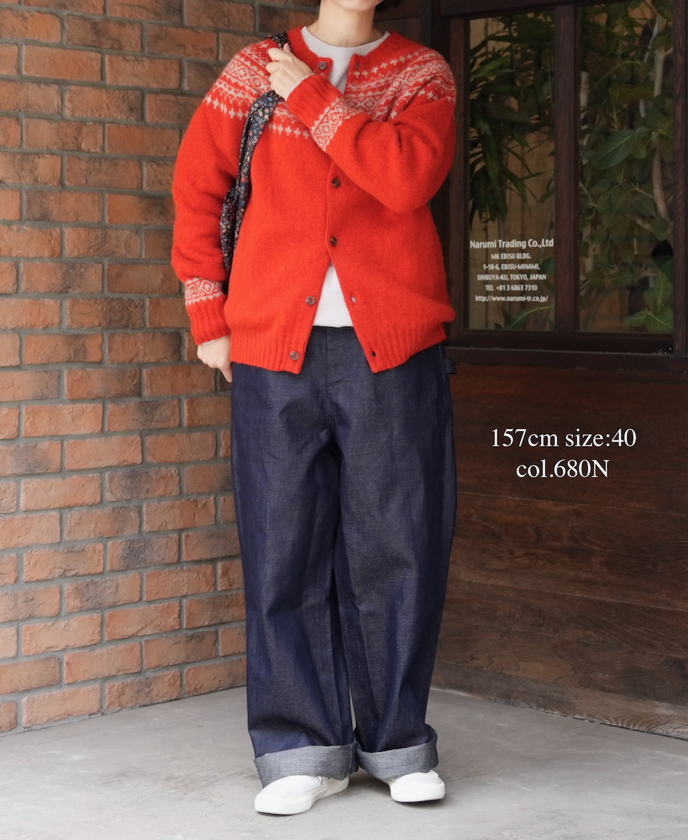 NJT1761 (ニット)  SHETLAND WOOL NORDIC HEAVY BRUSH CREW NECK CARDIGAN