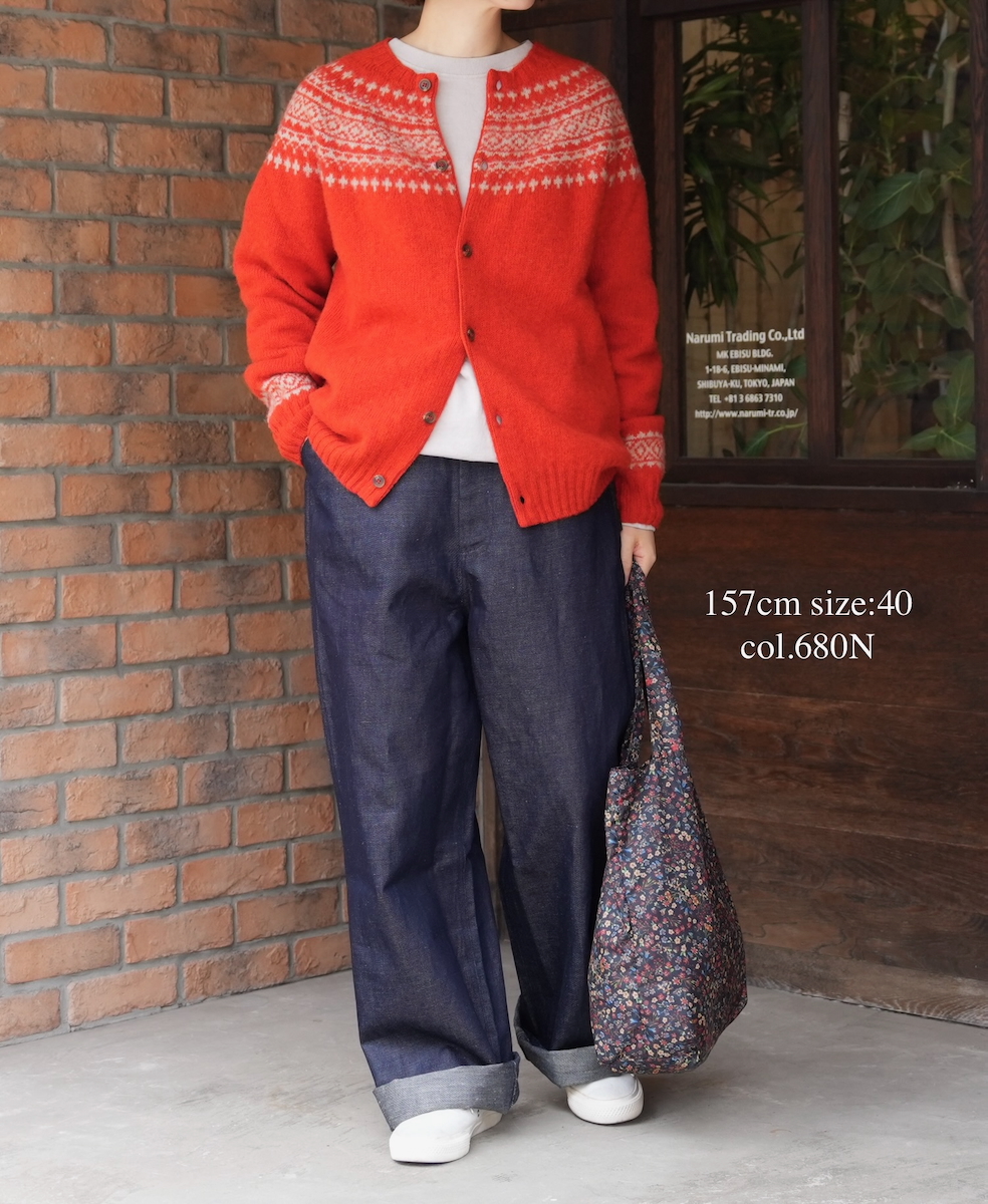 NJT1761 (ニット)  SHETLAND WOOL NORDIC HEAVY BRUSH CREW NECK CARDIGAN