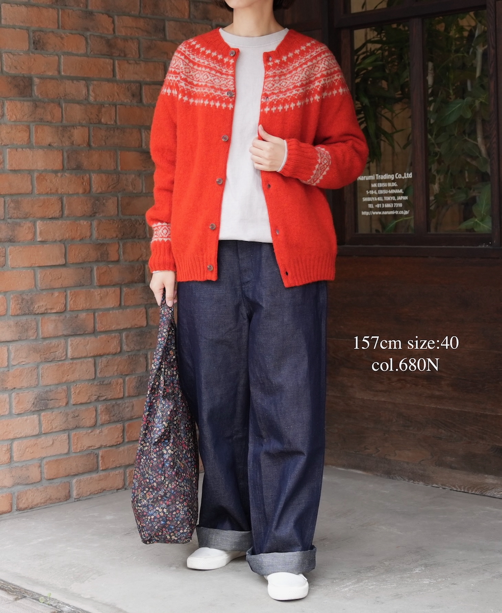 NJT1761 (ニット)  SHETLAND WOOL NORDIC HEAVY BRUSH CREW NECK CARDIGAN