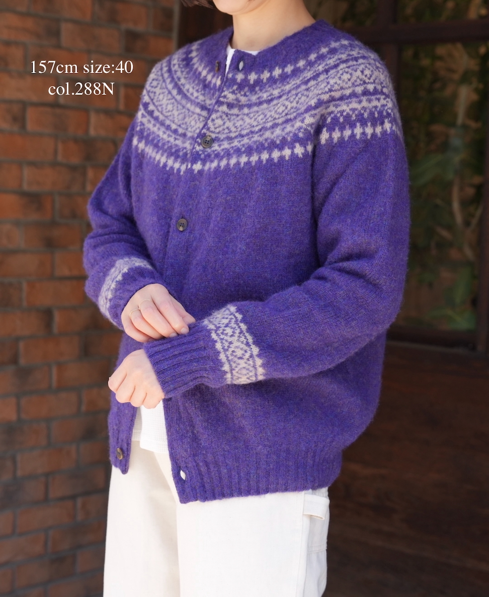 NJT1761 (ニット)  SHETLAND WOOL NORDIC HEAVY BRUSH CREW NECK CARDIGAN