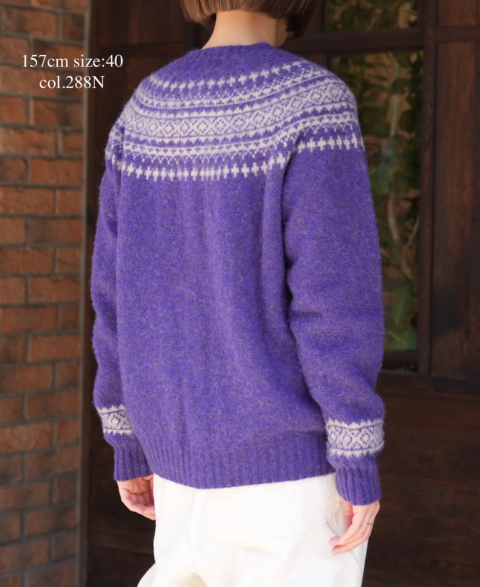 NJT1761 (ニット)  SHETLAND WOOL NORDIC HEAVY BRUSH CREW NECK CARDIGAN
