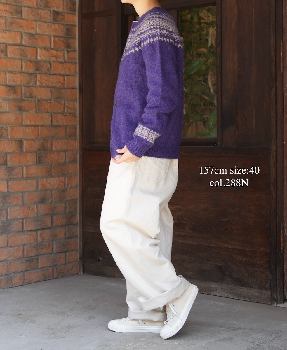 NJT1761 (ニット)  SHETLAND WOOL NORDIC HEAVY BRUSH CREW NECK CARDIGAN