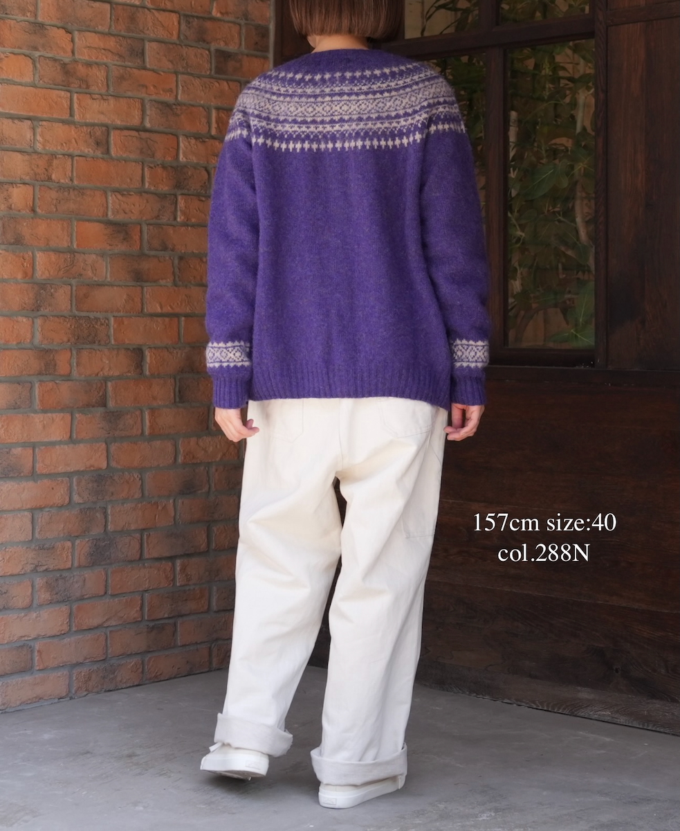 NJT1761 (ニット)  SHETLAND WOOL NORDIC HEAVY BRUSH CREW NECK CARDIGAN