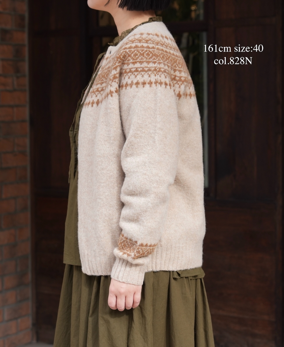 NJT1761 (ニット)  SHETLAND WOOL NORDIC HEAVY BRUSH CREW NECK CARDIGAN