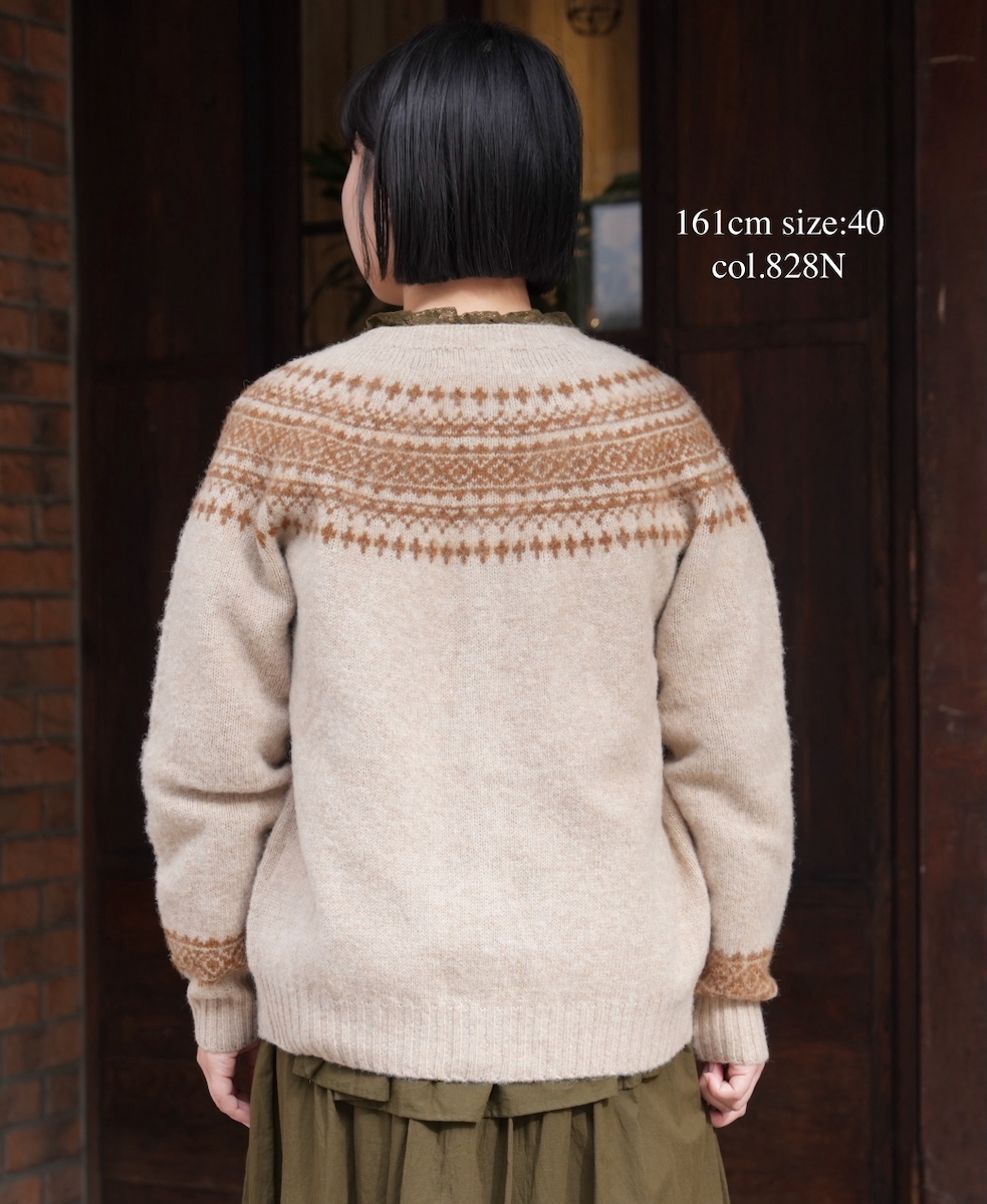 NJT1761 (ニット)  SHETLAND WOOL NORDIC HEAVY BRUSH CREW NECK CARDIGAN