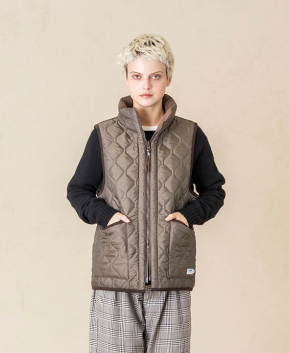 NAM2253 (ベスト) POLYxFLEECE HEAT QUILT HIGH-NECK FULL DOUBLE ZIP-UP REVERSIBLE VEST