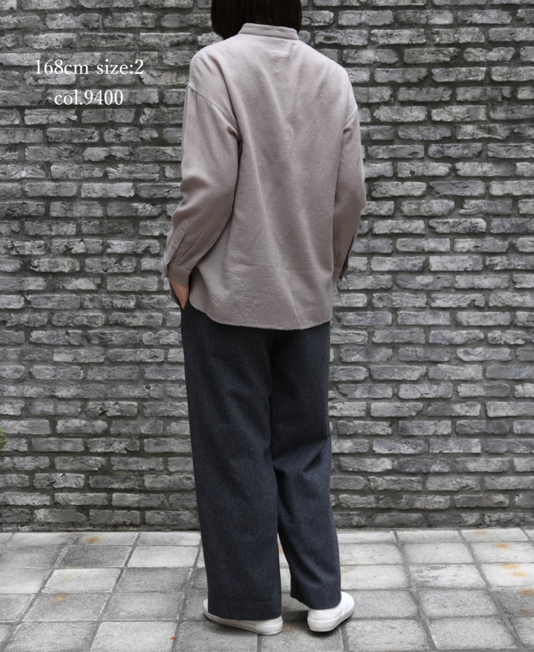 NMDS25601(シャツ) BOILED WOOL PLAIN BANDED COLLAR EMB SHIRT